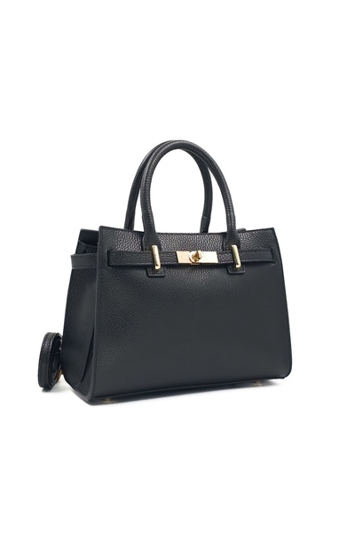 Posete Fagaras Louise Leather Purse - Black, Genuine Leather Office Bag, Hand...