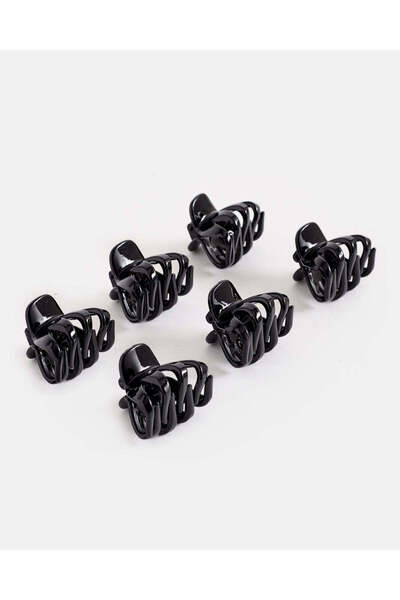 REDTAG مجموعة مشابك شعر سوداء للنساء (عبوة من 6 قطع)