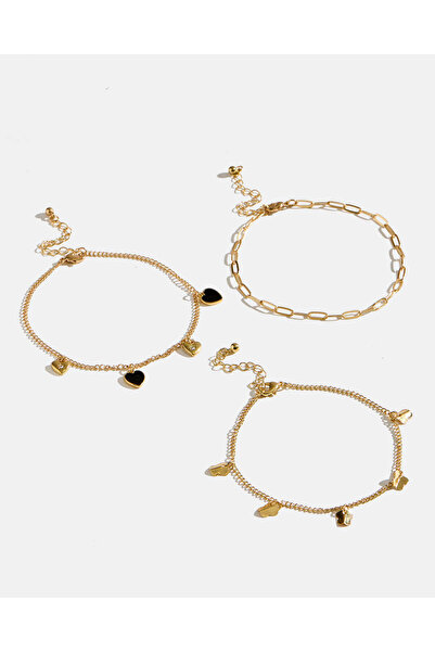 REDTAG طقم خلخال نسائي مزين بالذهب (3 قطع)