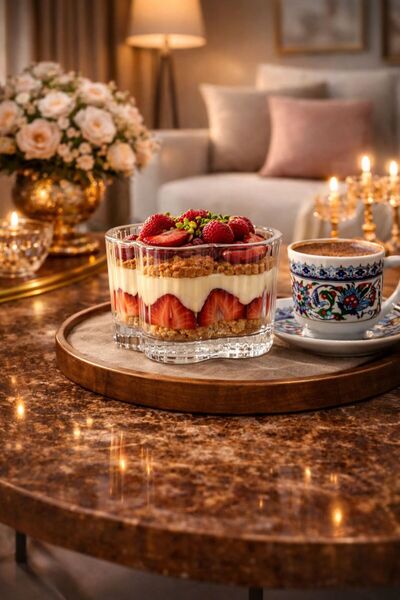 YzHome 6 lı Cam Puding Tatlı Dondurma Kahvaltılık Kase Seti Çerezlik Magnolya Magnolia Sunum Kasesi