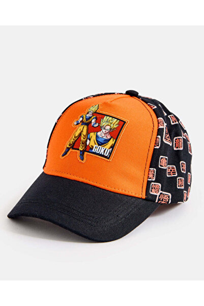 REDTAG Orange & Black Dragon Ball Boys Baseball Cap