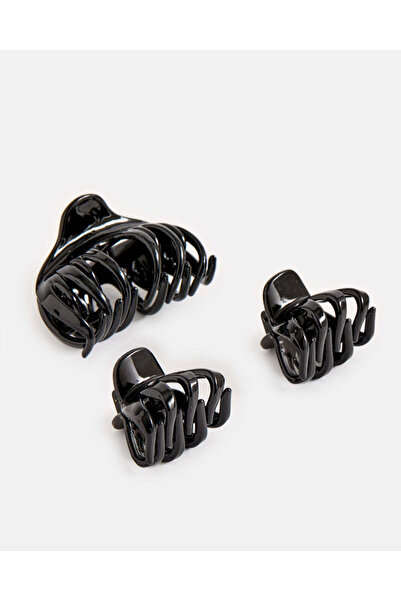 REDTAG Women Black Hair Claw Set (3 Piece)