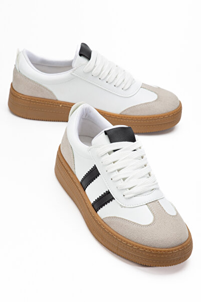 BY BERLE SHOES Women's White Skin Thick Sole Sneaker