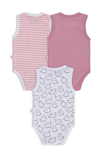 Civil Baby Cat Empirmeli 3-Piece 0-36 Months Snap-On Badi - White 3-6 Months