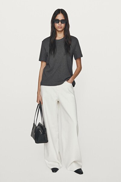 Massimo Dutti %100 pamuklu interlok bisiklet yaka t-shirt.