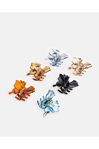 REDTAG Girls Assorted Embellished Hair Claw Set (Pack of 6)