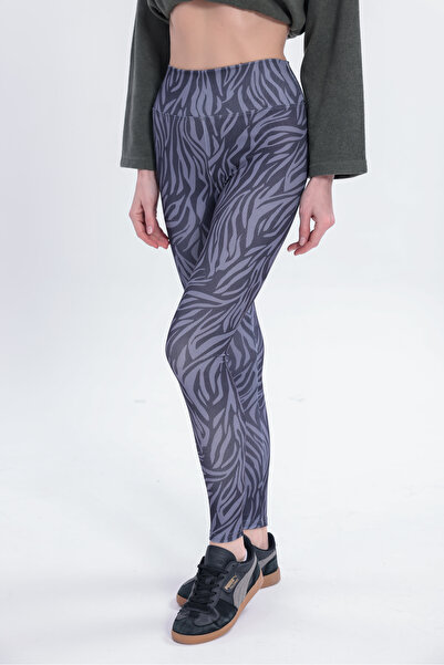 Gizrain Γυναικείο κολάν από ύφασμα ριμπ με σχέδιο ζέβρας, χωρίς εμφάνιση ραφώ...