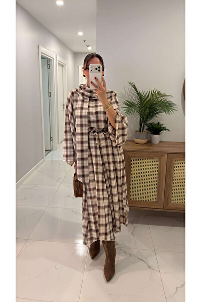 BİRCANÇİL تنورة جويرا بنية بيج منقوشة