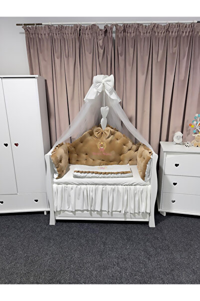 PeppiBambini Personalized 11-piece REGAL Velvet Beige Alexia crib bedding -