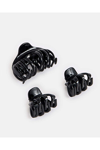 REDTAG Women Black Hair Claws Set (3 Piece)