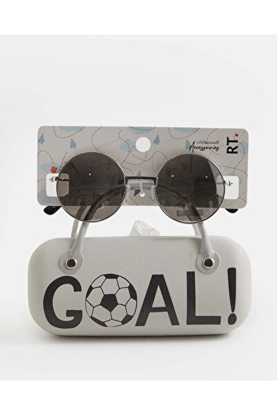 REDTAG نظارات شمسية سوداء دائرية للأولاد مع حافظة مطبوعة