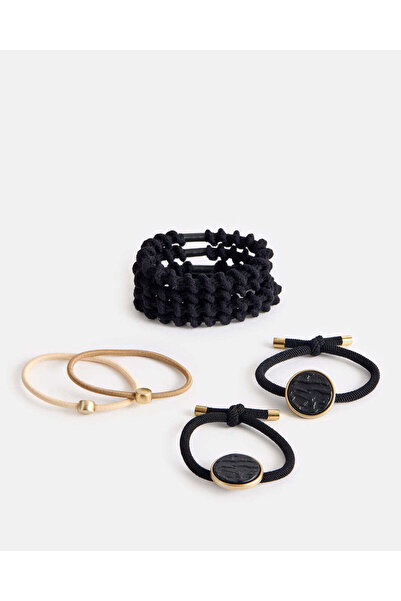 REDTAG Women Black Scrunchy Set (8 Piece)