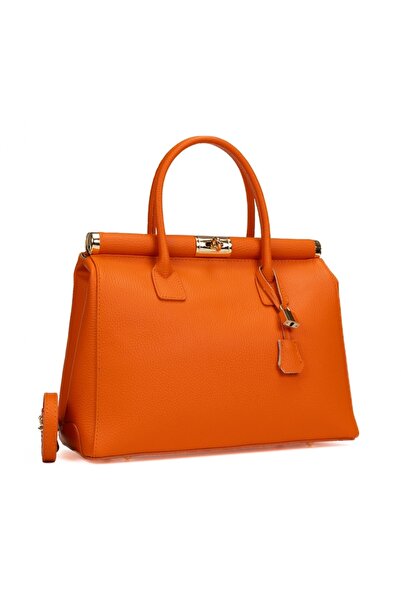 Posete Fagaras Jennifer Leather Purse - Orange, Genuine Leather Office Bag, H...