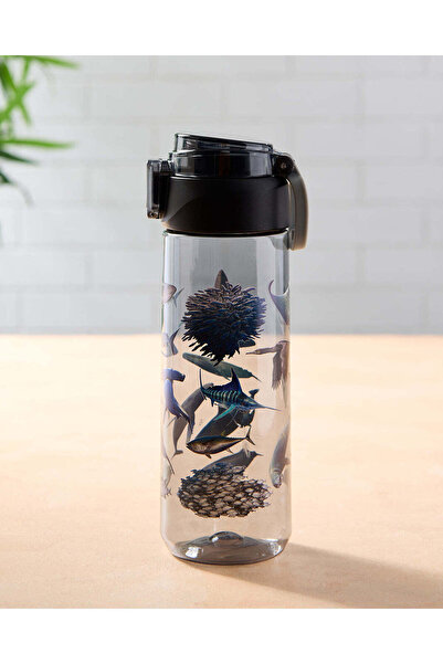 REDTAG زجاجة مياه سوداء وزرقاء بغطاء قلاب (750 مل)