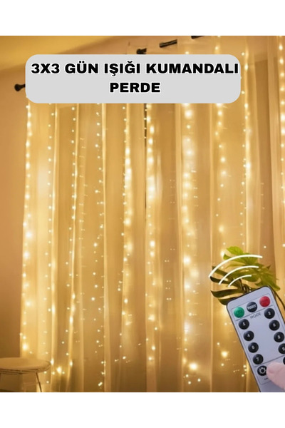 Fırsatkolik Uzaktan Kumandalı Perde Tipi Günışığı Peri Led Işık Dekorasyon