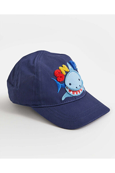 REDTAG Boys Navy Embroidered Shark Cap