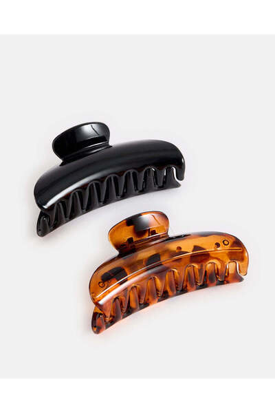 REDTAG Women Black And Brown Hair Claws Set (2 Piece)