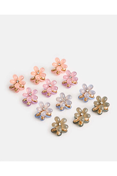 REDTAG Girls Assorted Embellished Hair Claw Set (Pack of 12)