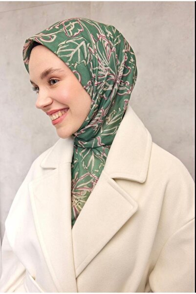 Silk Home وشاح ناعم من القطن والبوليستر بنمط زهرة الزنبق الخضراء