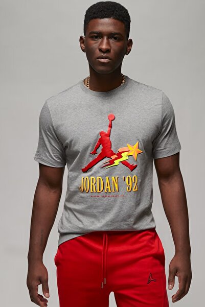 Nike Air Jordan Graphic Ss Crew Graphic Printed Men's T-Shirt Gray