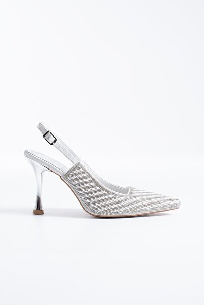 Moda Pie Yatlika open back woven stone embellished women's evening shoes - si...