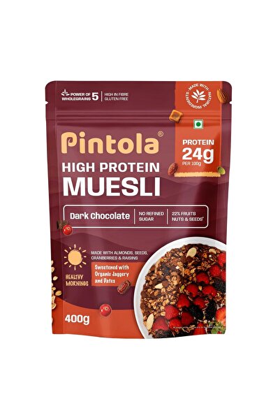 Pintola موسلي غني بالبروتين بنكهة الشوكولاتة الداكنة والتوت البري 400 غرام