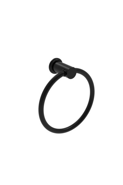 Milano Luxe Berlin Towel Ring - Matte Black Brass Design, Full Accessories Set