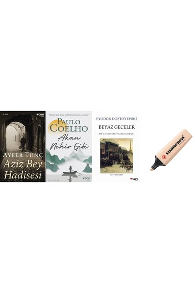 CAN Aziz Bey Hadisesi + Akan Nehir Gibi + Beyaz Geceler 3 مجموعة كتب ( Kalem ...