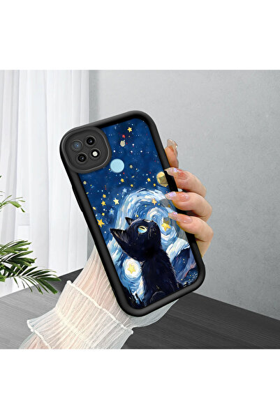 ucuc مادة السيليكون المتوافقة مع Realme C21، مقاومة للصدمات، لون أسود، نمط قطة