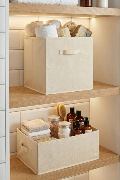 PH Prendi Home 2-Piece Practical Set Cream Box Without Lid and Rectangular In...