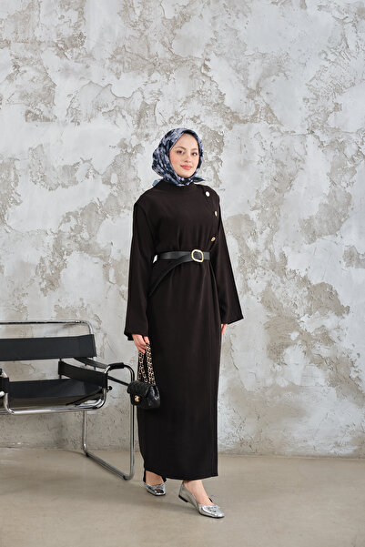 LOCCO Women's Belted Dress Black