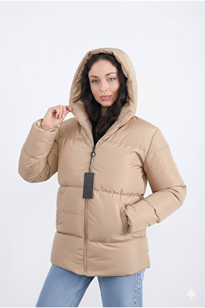 MontClup Women's Inflatable Coat Beige Oversized Fit