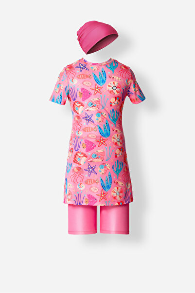 ROZAMAY جيزلي ليكرا ملابس السباحة الحجاب بأكمام قصيرة 3904