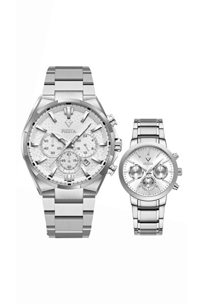 Fiesta Marka Metal Kordonlu Çift Saati