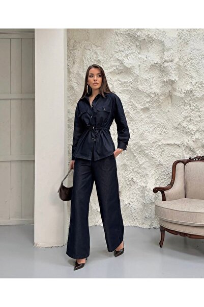 MODA Στενή εφαρμογή στη μέση, λεπτό καλοκαιρινό σετ τζιν