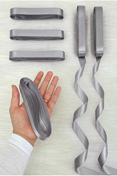 ZEYMERADE Gray Satin Ribbon 2 cm 10 Meters, Bohça Dowry Wedding Henna Circumc...