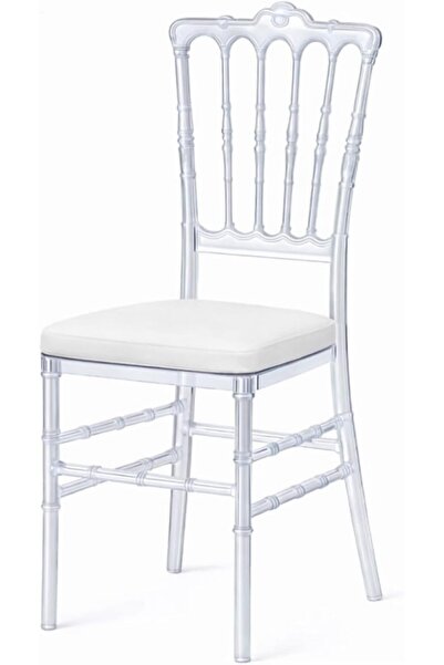 Biki كرسي أكريليك شفاف مع وسادة خفيف الوزن للمطعم والصالة بحجم 91.5x38.5x37cm