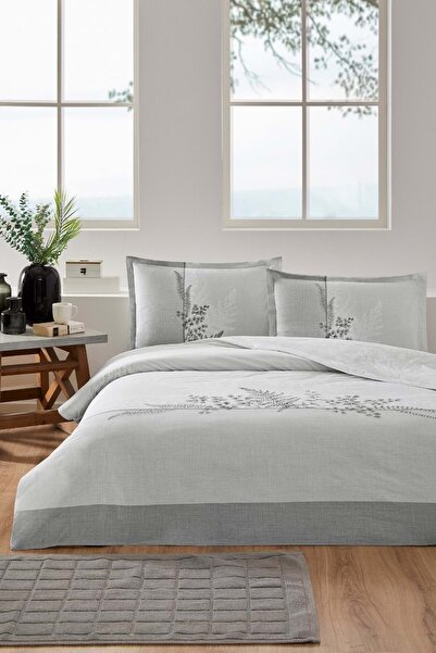 Özdilek Ranforce -Helecho Gri- Double Duvet Cover Set