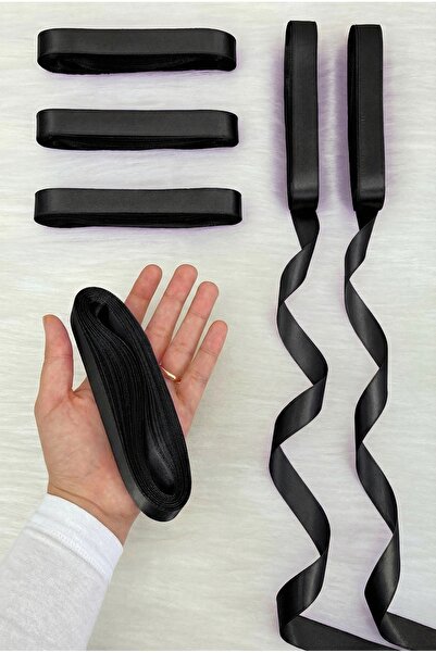 ZEYMERADE Panglică neagră din satin 2 cm 10 metri, Bohça Zestre Nuntă Henna S...