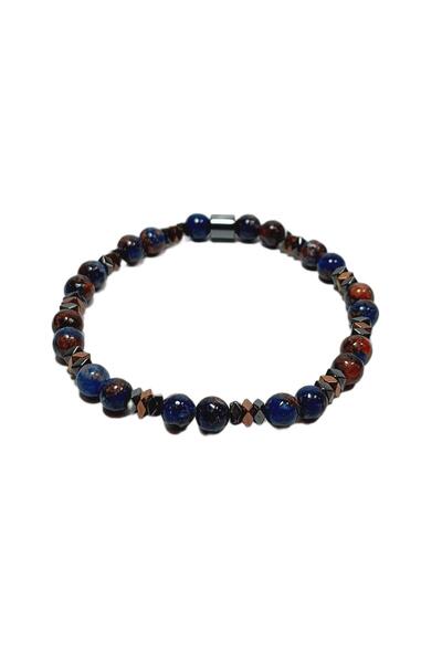 Janti Jtss26Blk1692 Ceyt and Hematite Natural Stone Flexible 6 mm Bracelet