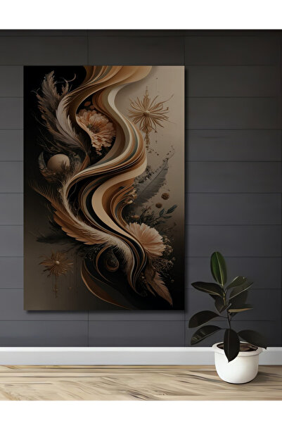 Teona Ahşap Bohem Doğa Esintili Soyut Sanat Yağlı Boya Görünümlü Ahşap Dekora...