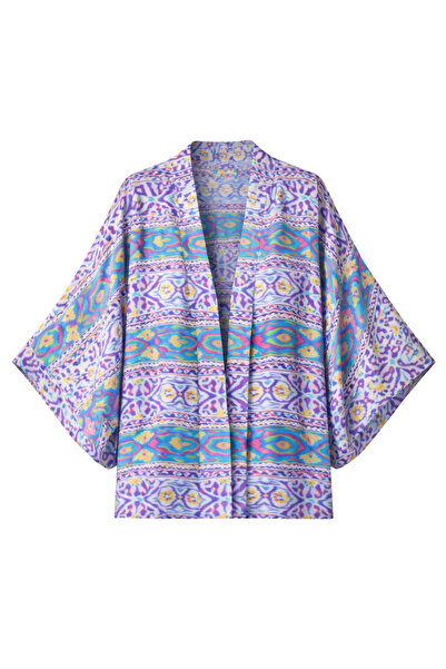 Retrobird Design Boho Pattern Mini Kimono Women's Magenta
