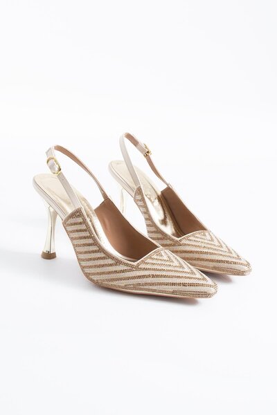 Moda Pie Yatlika open back woven stone embellished women's evening shoes - nu...