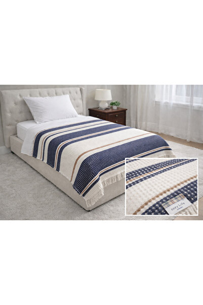 Merinos Tek Kişilik Cozy Waffle Püsküllü Battaniye