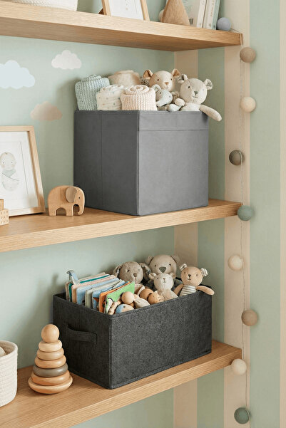 PH Prendi Home Practical Set of 2 Anthracite Box and Rectangular Cabinet Orga...