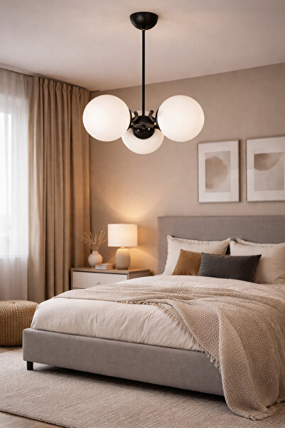 Modavize Mihri Modern Tasarım Salon Yemek Odası Mutfak Siyah Renk Beyaz Camlı...