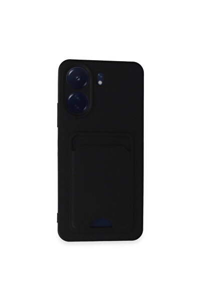 eco port حافظة Redmi 13c من السيليكون مع بطاقة عمل كلفن - أسود