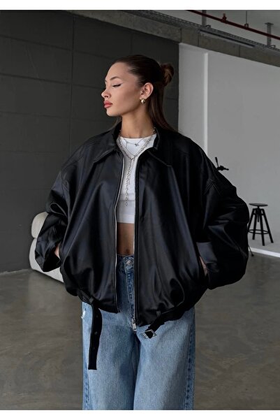 Rowsmen Women's Oversize Leather Jacket – Oversize Relax Fit, Casual Women's ...