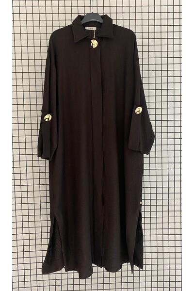 Armine Detaliu cu nasturi aurii, cu fanta sub genunchi, închidere ascunsă cu ...