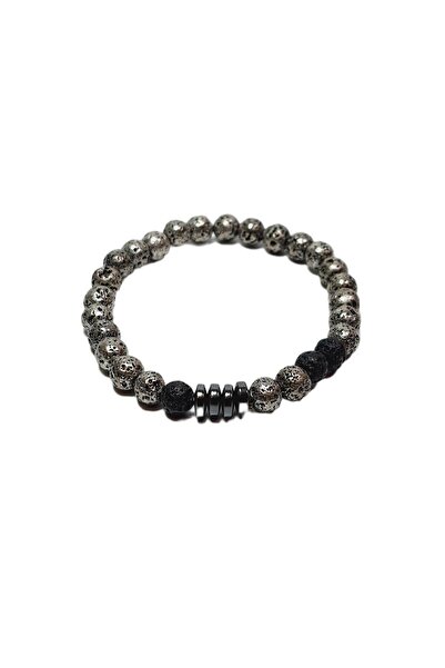 Janti Jtss26Blk1686 Silver Gray Lava and Hematite Natural Stone Flexible Desi...
